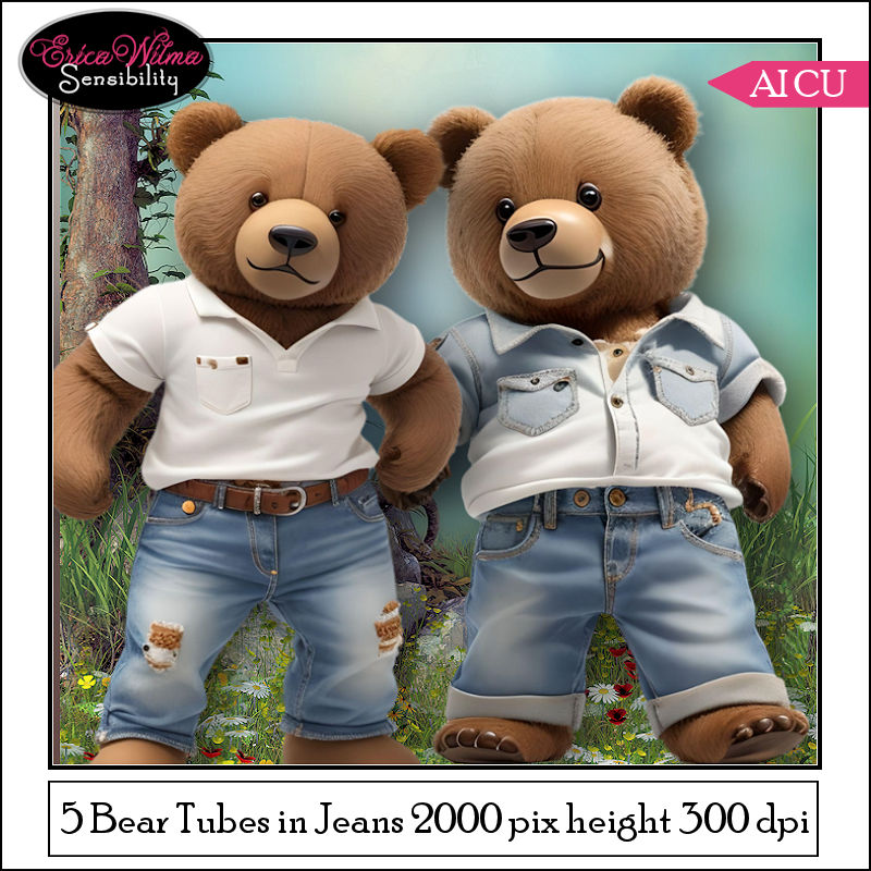 EW AI Bear in jeans 2023 - Click Image to Close
